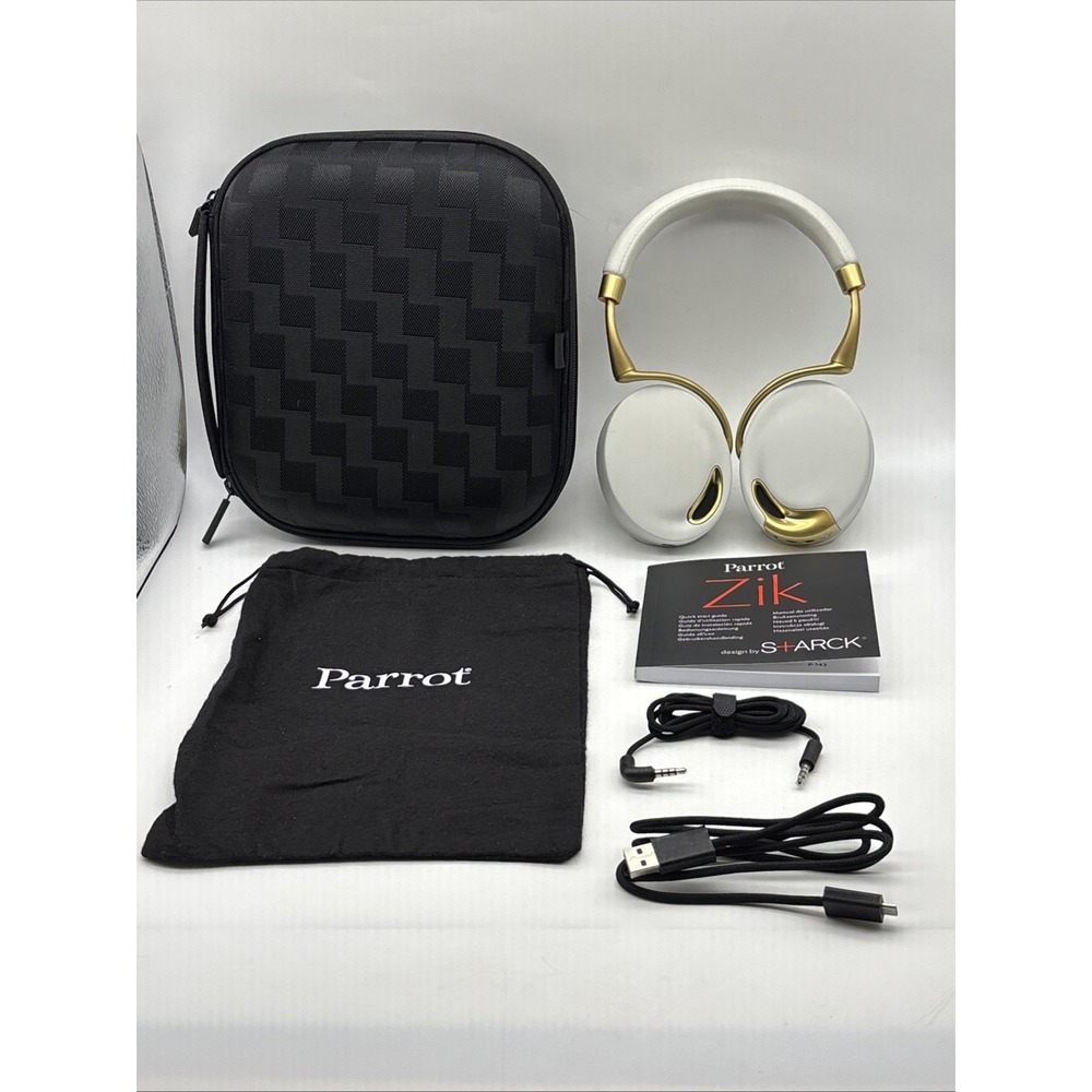 Parrot Zik Wireless Noise Cancelation Bluetooth Headphones - WHITE - YELLOW GOLD